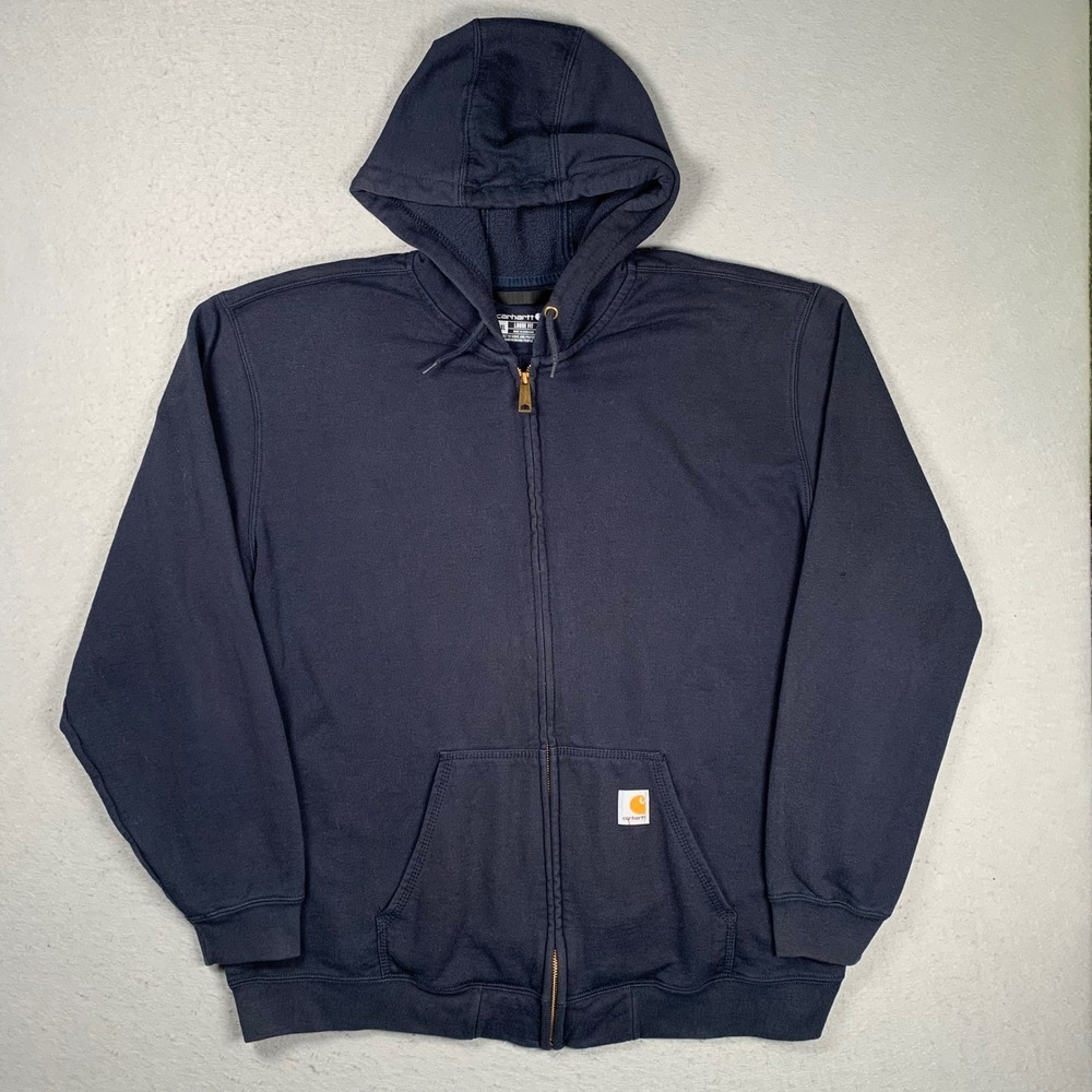Carhartt Full Zip Hoodie Mens 2XL Navy Blue Loose Fit Heavyweight K122